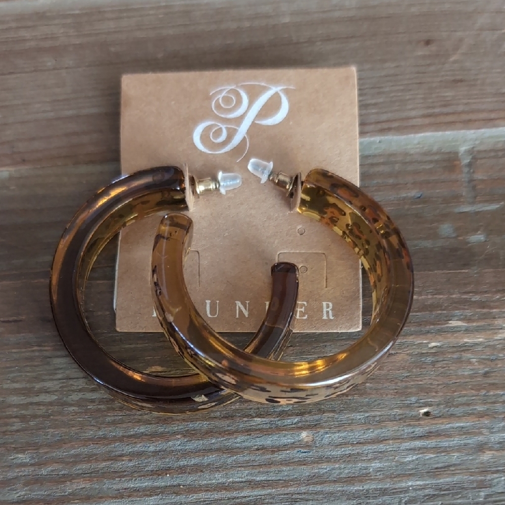 Brown Leopard Print Hoop Earrings